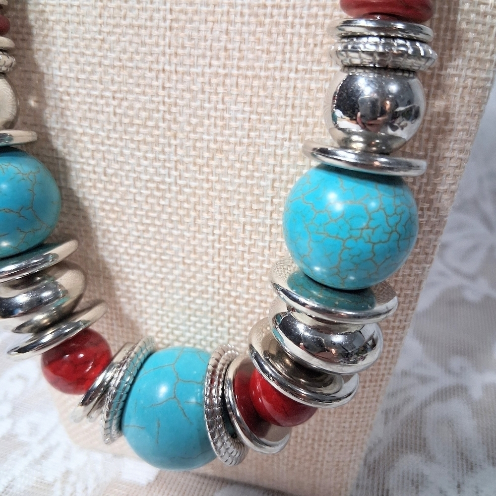 Terra Chrome Necklace Mirror Finish Beaded With Silver Spacers - Picture 5 of 9